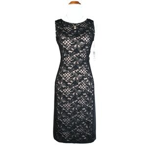 🌬️ Onyx Black Lace Lined Bodycon Dress